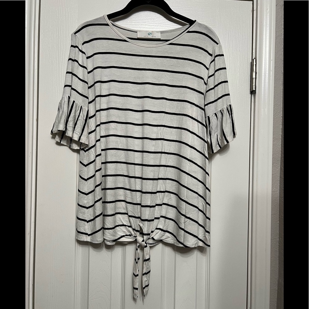 Infinity Raine Striped Ruffle Top - Picture 4 of 10